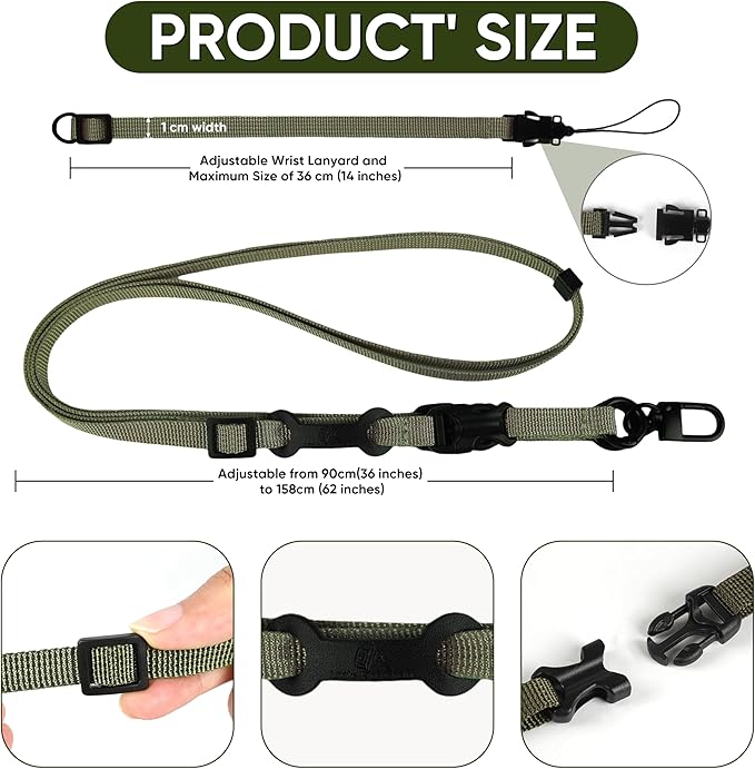 Cell Phone Strap Adjustable Wrist Strap Crossbody Cellphone Holder Extra Long Phone Lanyard Wrist Lanyard (Army Green)-StrideForce Fitness