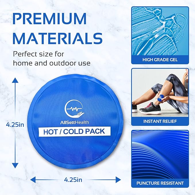 Reusable Round Hot and Cold Gel Ice Packs for Injuries | Cold Compress, Ice Pack, Cold Pack, Gel ice Pack, Cold Packs for Injuries | 5 Pack-StrideForce Fitness