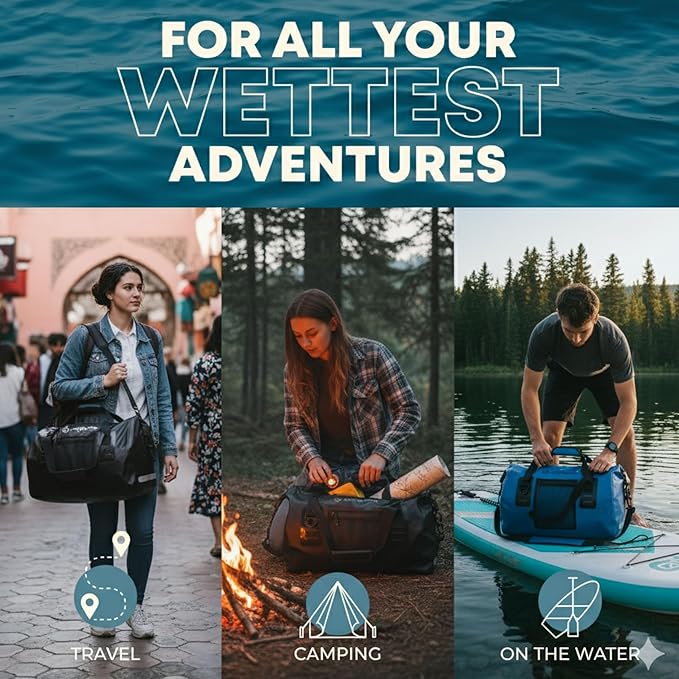 Earth Pak Waterproof Duffel Bag - Heavy Duty Motorcycle Dry Bag with Large Storage Space Perfect for Traveling, Camping, Kayaking, Fishing & Canoeing Bag 50L/70L/90L/120L Sizes-StrideForce Fitness