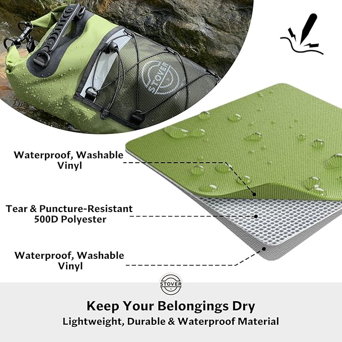 STOVER 5/10/25/30/40/55L Waterproof Backpack- Floating Dry Bag for Kayaking, Travel, Beach, Hiking, & Camping, Men/Women-StrideForce Fitness