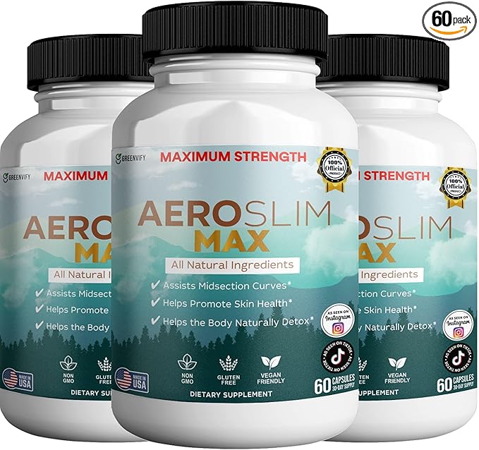 Aeroslim Max Natural Dietary Supplement, 60 Capsules, Maximum Strength, Vegan, Gluten Free, Non-GMO, Made in USA (3)-StrideForce Fitness