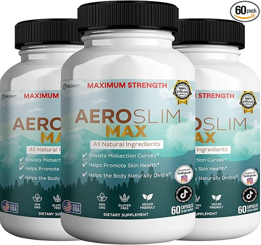 Aeroslim Max Natural Dietary Supplement, 60 Capsules, Maximum Strength, Vegan, Gluten Free, Non-GMO, Made in USA (3)-StrideForce Fitness
