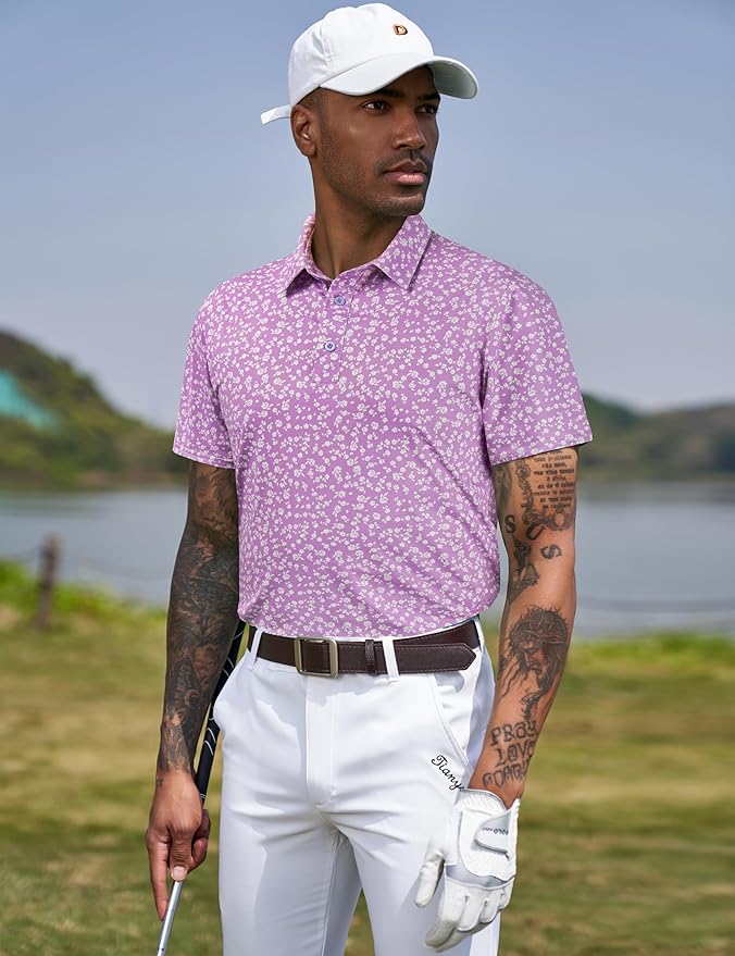 TAPULCO Mens Quick Dry Polo Shirts Camouflage Pattern Performance Athletic Lightweight Breathable Casual Golf Tshirts-StrideForce Fitness