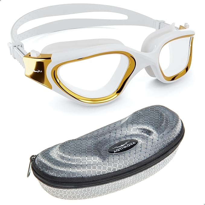 AqtivAqua Swimming Goggles, DX Wide View Swim Goggles for Adult Men Women, Anti Fog No Leaking-StrideForce Fitness