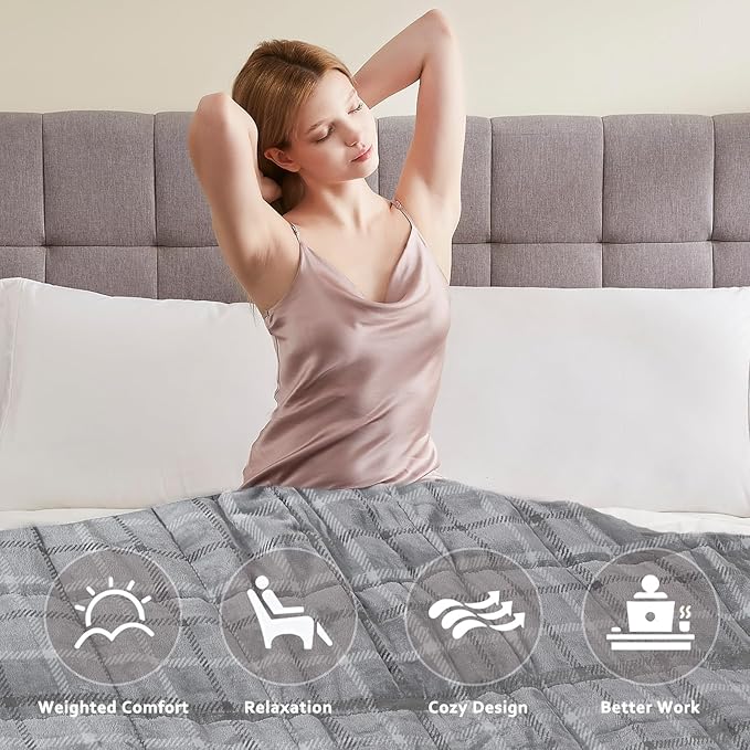 L'AGRATY Weighted Blanket - 48"x72" 15lbs Soft Breathable Heavy Blanket Flannel Material with Glass Beads for Adult All-Season Summer Fall Winter Soft Thick Comfort-StrideForce Fitness