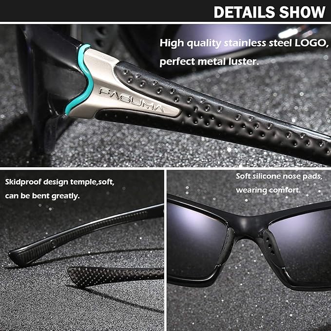 FAGUMA Sports Polarized Sunglasses For Men Cycling Driving Fishing UV400 Protection-StrideForce Fitness