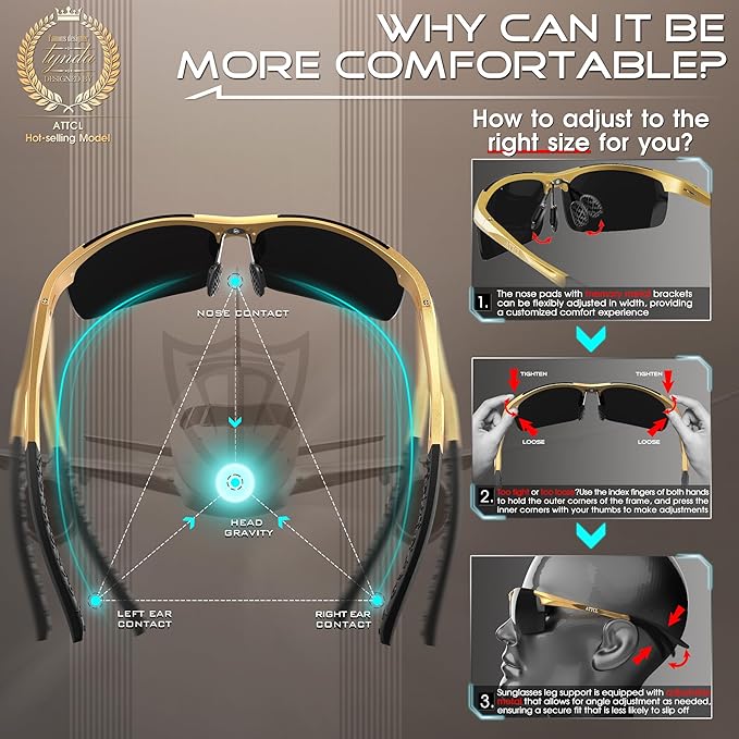 ATTCL Men's Sports Polarized Sunglasses Men for Driving running Fishing Golf - UV Protection Sun glasses Metal Frame-StrideForce Fitness