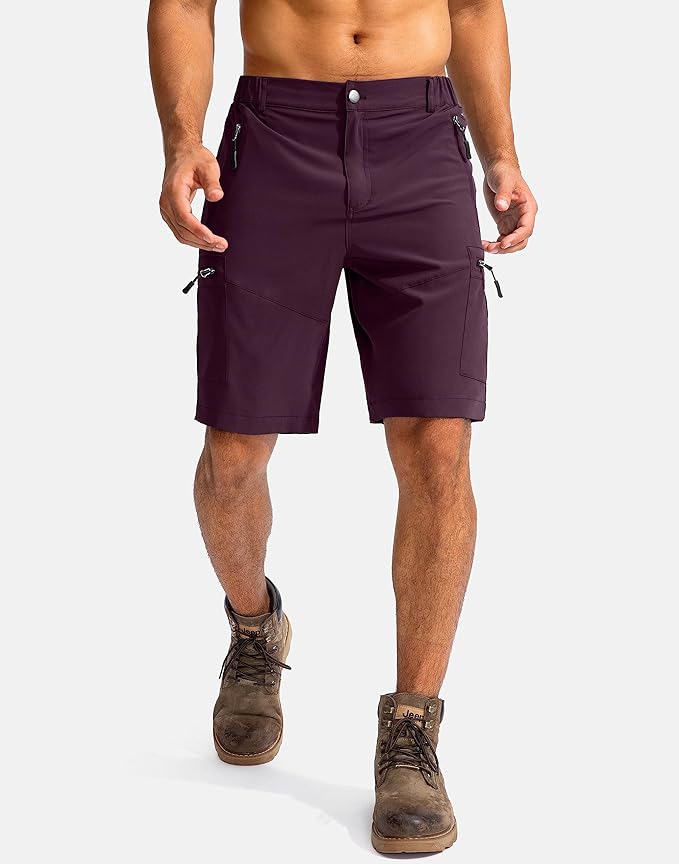 Pudolla Men's Hiking Cargo Shorts 9" Lightweight Outdoor Work Shorts for Men Travel Golf Camping Casual with 5 Zipper Pockets-StrideForce Fitness