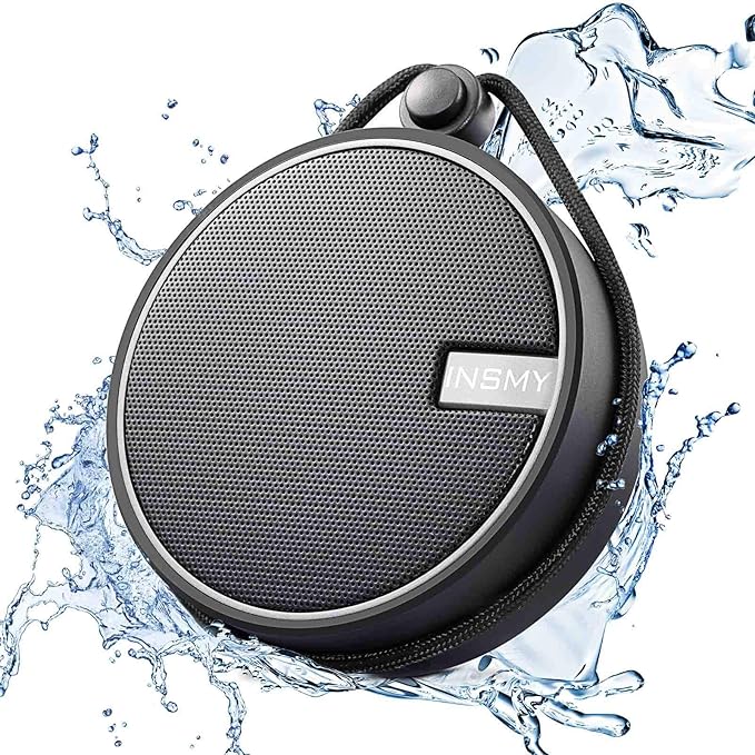 INSMY C12 IPX7 Waterproof Shower Bluetooth Speaker, Portable Small Speaker, Speakers Bluetooth Wireless Loud Clear Sound Support TF Card Suction Cup for Kayak Canoe Beach Gift (Black)-StrideForce Fitness