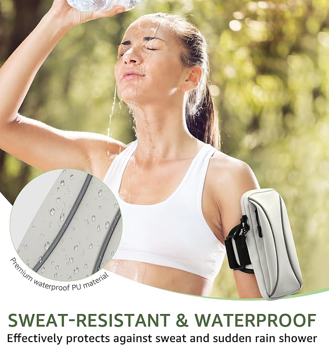 HiRui Arm Bag & Wrist Bag Phone Holder, Sports Running Armband for Gym, Cycling & Workout, Compatible with iPhone 16/15/14 Series, Samsung Galaxy & More, Reflective, Adjustable, Secure Fit (Gray)-StrideForce Fitness