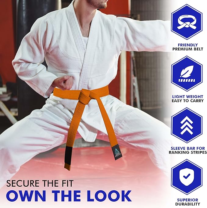 BJJ Belt for Men & Women Brazilian Jiu Jitsu Belt with Ranking Stripes Sleeve Bar Kids Jiu Jitsu Gi Belt-StrideForce Fitness