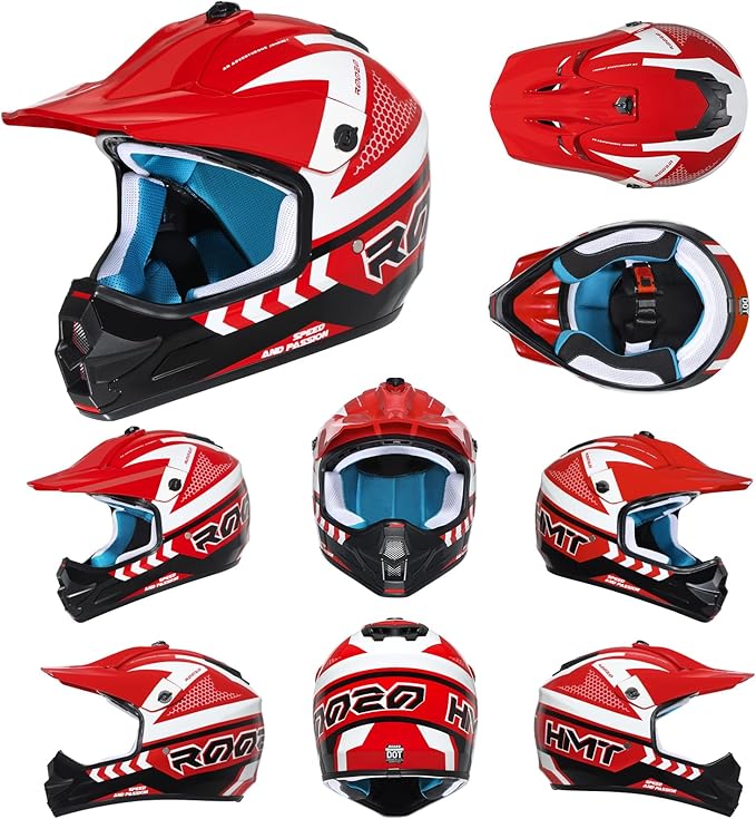 Youth Dirt Bike Helmet DOT Certified - Full Face Motorcycle Helmet for Off-Road, ATV, Street Riding, Includes Adjustable Goggles & Protective Gloves-StrideForce Fitness