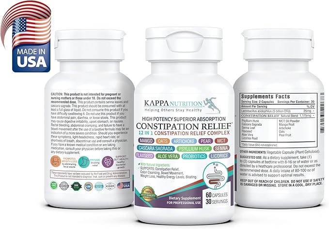 Constipation Relief & Advanced Gut Cleanse Detox for Women and Men – with Cascara Sagrada, Psyllium Husk, Senna Leaf & Probiotics – Non-GMO Colon Cleanse – 60 Capsules – Take 1–2 Daily-StrideForce Fitness