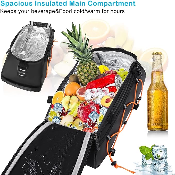 MOSISO Bike Rack Bag with 2 Removable Panniers, Waterproof Bike Trunk Cooler Storage Handbag Insulated Bicycle Rear Seat Pouch, Bicycle Storage Saddle Shoulder Bag Cycling Luggage Pouch, Black-StrideForce Fitness