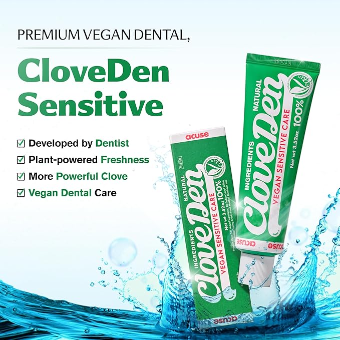 Vegan Fluoride Toothpaste for Sensitive Teeth – Potassium Nitrate & Hydroxyapatite Enamel Support, Anti-Plaque Gum Care, Sensitivity Relief Formula, SLS-Free, Clove Mint, 3.52oz / 100g