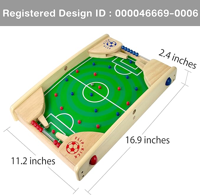 Flipkick: Wooden Tabletop Football/Soccer Pinball Games, Indoor Portable Sport Table Board for Kids and Family-StrideForce Fitness
