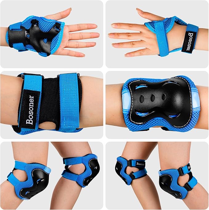 BOSONER Kids/Youth Knee Pad Elbow Pads Guards Protective Gear Set for Roller Skates Cycling BMX Bike Skateboard Inline Skatings Scooter Riding Sports-StrideForce Fitness