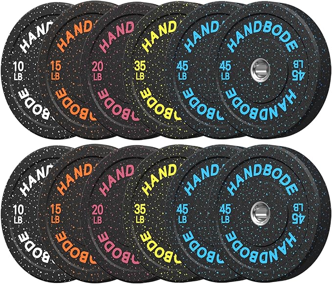 2-Inch Bumper Plates High Bounce, Olympic Weight Plate Set 45/100/160/190/260/300lb, Barbell Weight Plates Set for Home Gym, Colored Weights Rubber Strength Training Plate for Weight Lifting-StrideForce Fitness