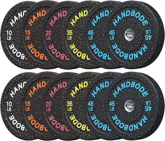 2-Inch Bumper Plates High Bounce, Olympic Weight Plate Set 45/100/160/190/260/300lb, Barbell Weight Plates Set for Home Gym, Colored Weights Rubber Strength Training Plate for Weight Lifting-StrideForce Fitness