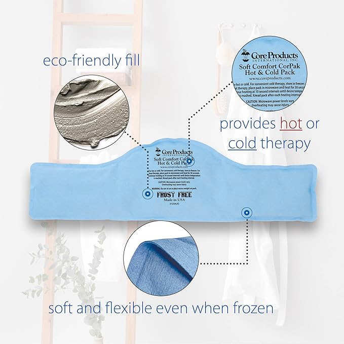 Core Products Soft Comfort CorPak – Reusable Hot & Cold Therapy Pack, Ice Pack for Injuries, No-Frost Compress for Muscle, Back & Joint Pain Relief – 6" x 20", Made in USA-StrideForce Fitness
