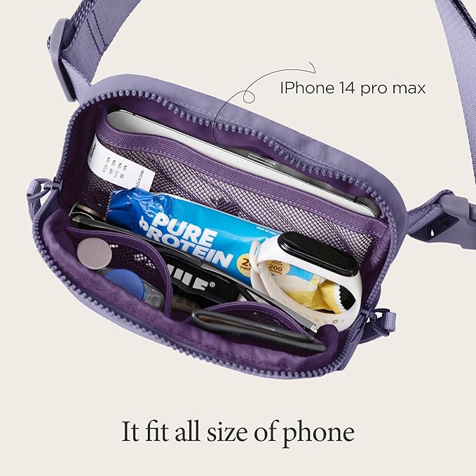 ODODOS Unisex Mini Belt Bag with Adjustable Strap Small Fanny Pack for Workout Running Traveling Hiking, Ultra Violet-StrideForce Fitness