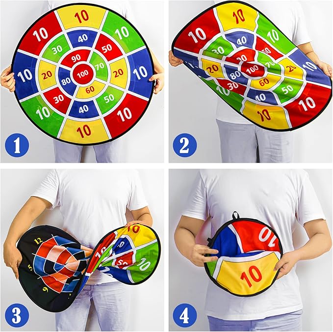 Dart Board Games for Kids Ages 3-12, Sticky Dart Board with 12 Balls & 12 Darts, Indoor Outdoor Toys for Boys, Party Birthday Gifts-StrideForce Fitness