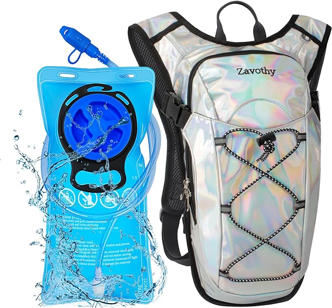 Reflective Hydration Backpack, Hydration Pack - Water Backpack with 2L/3L Hydration Bladder, Essential for Festivals - Rave Hydration Pack for Hiking, Running, Cycling, and Festivals-StrideForce Fitness