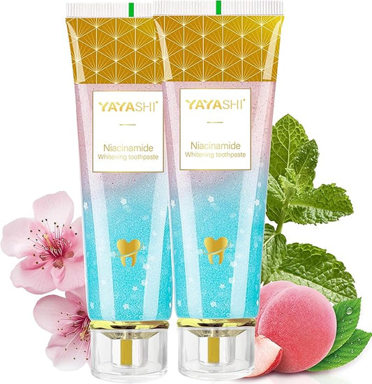 Niacinamide Whitening Toothpaste, YAYASHI Niacinamide Intensive Whitening Toothpaste with Natural Gentle Care Deep Stain Removal Cherry Blossom Mint Flavor, Improves Gum Health