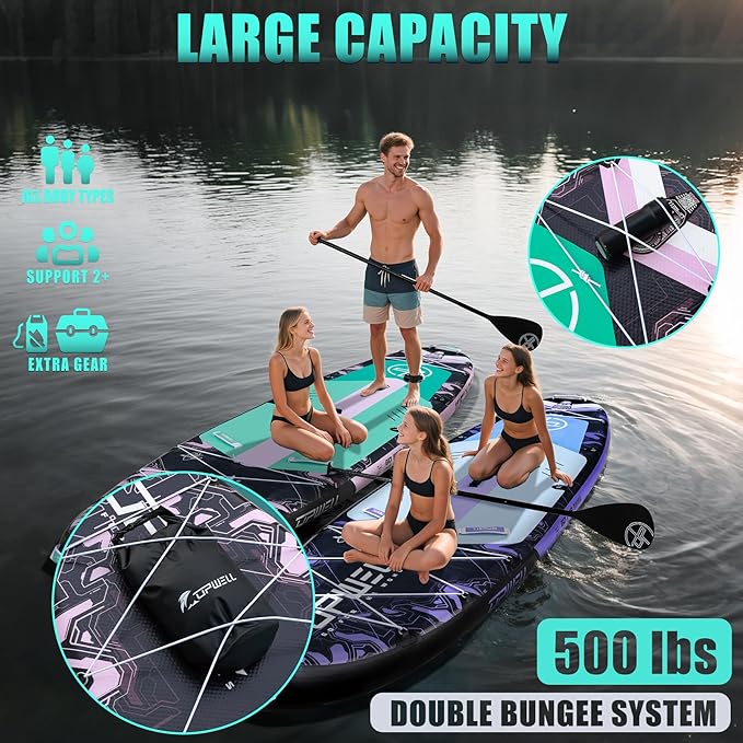 UPWELL 11'6"×35" Extra Wide Inflatable Paddle Board, Stand Up Paddle Board for Youth & Adults, Stable Design, Premium SUP Accessories, 120L Backpack, 10L Dry Bag, Paddle, Leash, Hand Pump, US Fins-StrideForce Fitness