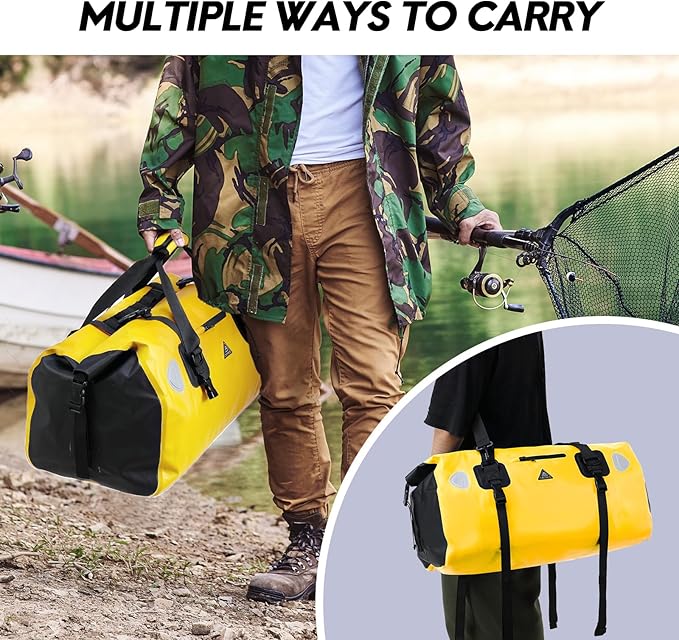 Haimont Waterproof Duffel Bag Roll-top Dry Duffel Bag with Quick-fixed Straps for Motorcycling, Rafting, Boating, SUP, Kayaking, Travel, 50L/70L-StrideForce Fitness