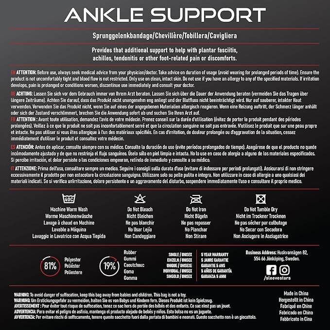 Sleeve Stars Ankle Brace for Women & Men, Ankle Wrap for Sprain, Compression Sleeve for Plantar Fasciitis Relief, Easy Customizable Support: w/ Removable Strap (Single/M:10"-12"/Mocha Brown)