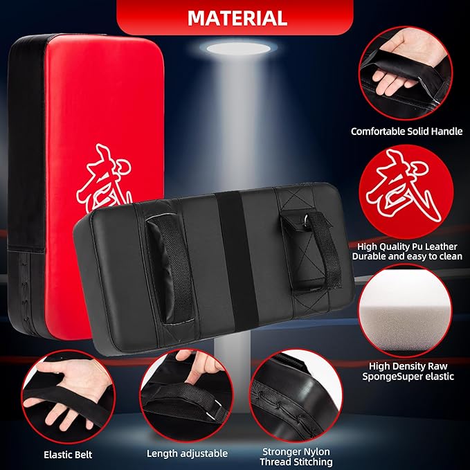 3-in-1 Boxing Pads and Kick Punching Mitts Set, Leather Hand Target Focus Pads, MMA Muay Thai Pads for Kicking Taekwondo Karate Kickboxing, Kids Adults Boxing Training Sparring Gear Equipment-StrideForce Fitness