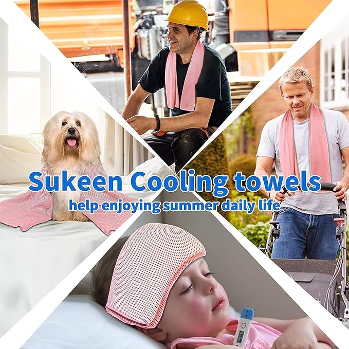 Sukeen Cooling Towel (40"x12"), Ice Towel Sets,Soft Breathable Chilly Towel,Microfiber Towel for Yoga,Sport,Running,Gym,Workout,Camping,Fitness,Workout & More Activities, 6 Pack-StrideForce Fitness