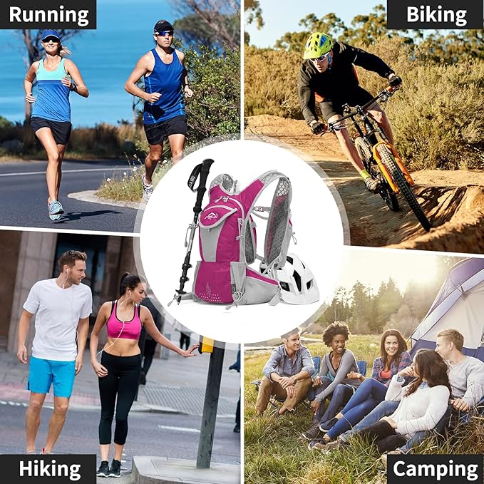 Hydration Pack Backpack, Lightweight Water Backpack with 2L Leakproof Hydration Bladder Daypack for Men Women,Running Hydration Vest for Outdoor Trail-StrideForce Fitness