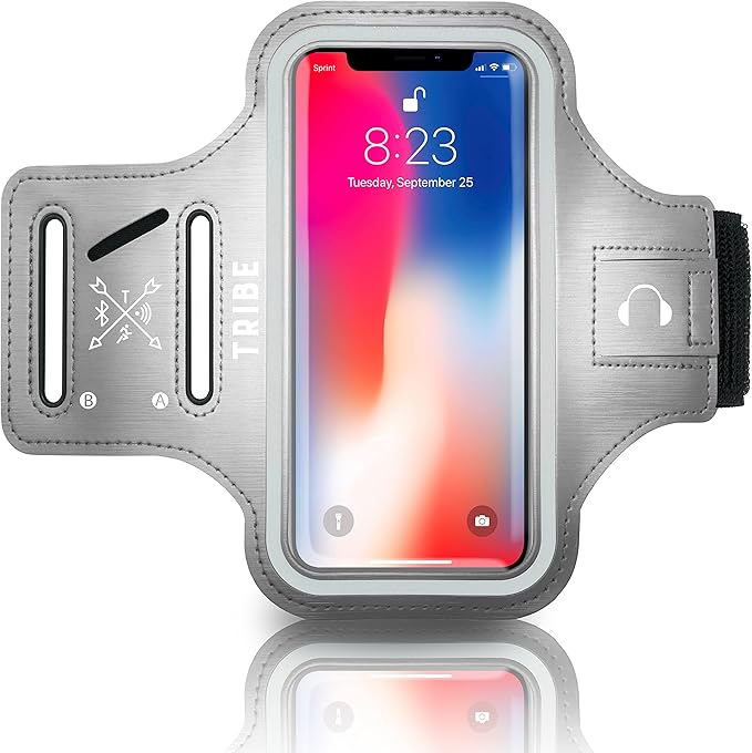 TRIBE Water Resistant Cell Phone Armband Case Running Holder for iPhone Pro Max Plus Mini SE (13/12/11/X/XS/XR/8/7/6/5) Galaxy S Ultra Plus Edge Note (21/20/10/9/8/7/6/5) Adjustable Strap & Key Pocket-StrideForce Fitness