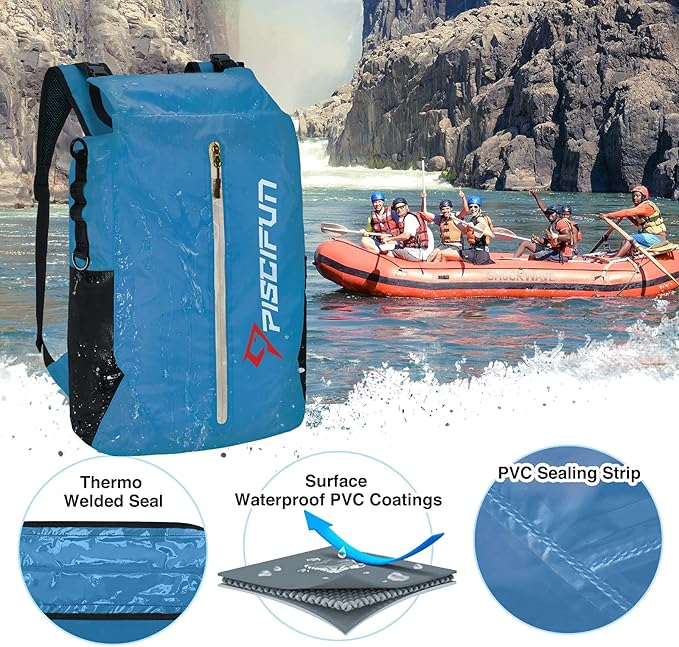 Piscifun Dry Bag Waterproof, Lightweight Dry Backpack Roll-Top Sealed with Waist Pouch and Phone Case Keeps Gear Dry Inside for Kayaking, Boating 10L 20L 30L-StrideForce Fitness