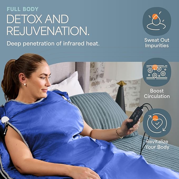 Lifepro BioRemedy Infrared Sauna Blanket – Available in 5 Colors – Portable Far Infrared Home Sauna Bag for Detox, Tension, and Relaxation – Adjustable Temp (86–158°F) & Timer – Includes Detox Wraps-StrideForce Fitness