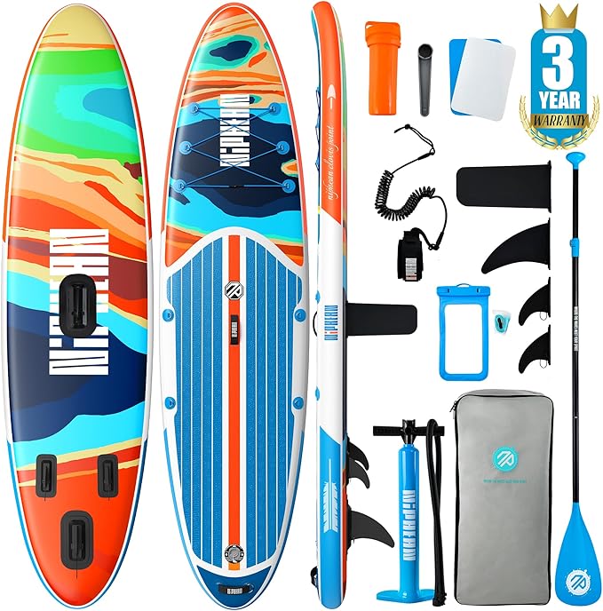 Niphean Inflatable Stand Up Paddle Board with SUP Accessories, Anti-Slip EVA Deck, 10’6’’ Inflatable Paddle Boards for Adults & Youth of All Skill Levels-StrideForce Fitness