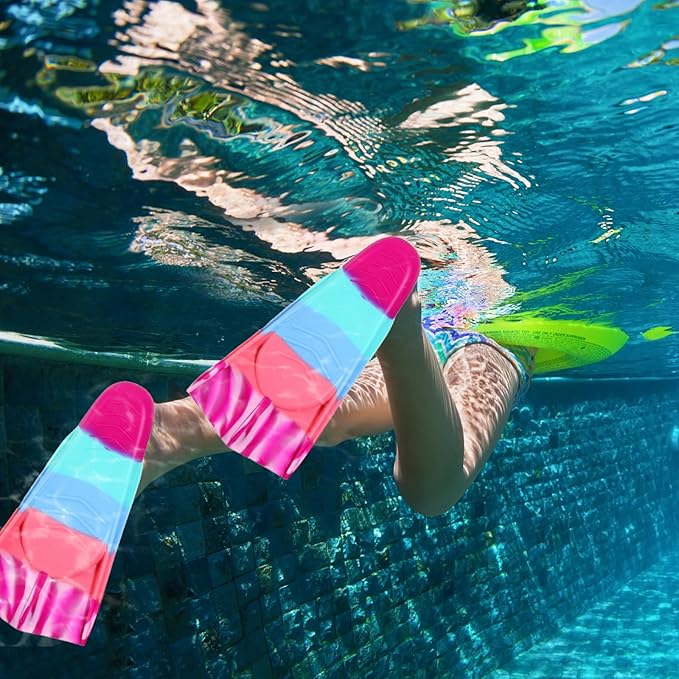 Kids Swim Fins,Short Kids Fins Youth Swimming Flippers for Lap Swimming Training for Children Girls Boys Beginners-StrideForce Fitness