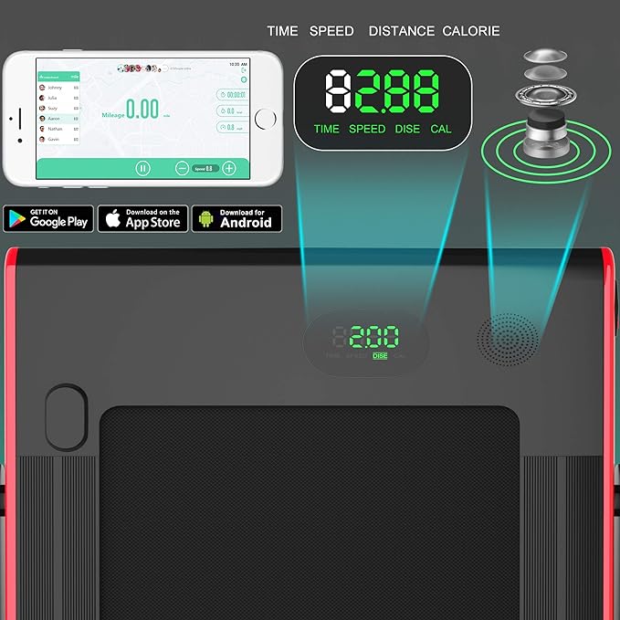 GYMAX Walking Pad, 2.25HP Foldable Treadmill with Smart App & Remote Control, Bluetooth LED Monitor, Small Spaces Compact Running Machine, Folding Portable Under Desk Treadmill for Home Office-StrideForce Fitness