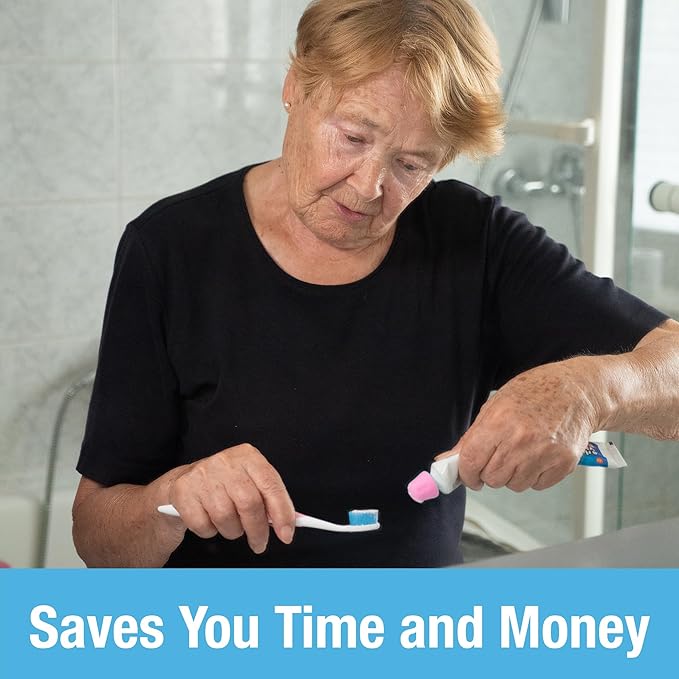 Self Closing Toothpaste Caps 6-Pack by Tilcare - No Waste Cap Dispensers for Adult and Kids Bathroom - Mess-Free Toothpaste Lids - Easy to Use, Food Grade Silicone and BPA-Free Toppers