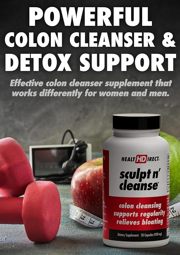 HEALTH DIRECT Sculpt n' Cleanse - Herbal Colon Cleanse for Digestive Health & Regularity - Natural Detox & Gut Flush Supplement - 50 Veggie Capsules-StrideForce Fitness