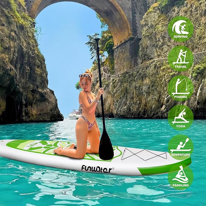 FunWater Inflatable Ultra-Light Stand Up Paddle Board for All Skill Levels with Premium SUP Paddleboard Accessories,Non-Slip Comfort Deck for Youth & Adults-StrideForce Fitness