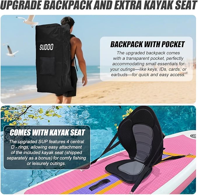 Inflatable Stand Up Paddle Board 10‘x30‘‘- Ultra-Light SUP with Backpack, Pump, Paddle, Coil Leash, 3 Fins, Repair Kit, Stable Design, Non-Slip EVA Deck for Adults & Youth-StrideForce Fitness