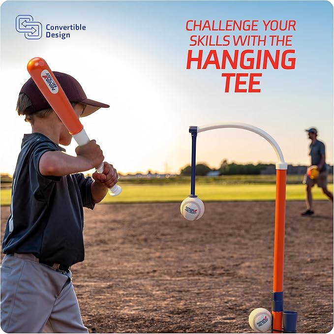 Tee Ball Set for Kids - 4 Year Old Boy Birthday Gift - Baseball Batting Tee for Kids - T Ball Set for Toddlers 3-5, 4-6 - Tball Toys for Ages 3 4 5 6 Year Old Boy - Toddler Outdoor Toys, Baseball Tee-StrideForce Fitness