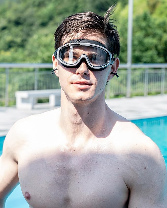 Adult Swimming Goggles,Leak-Proof,Anti-Fog Pool Glasses,Wide View Swim Goggles with Ear Plugs and Nose Clip-StrideForce Fitness