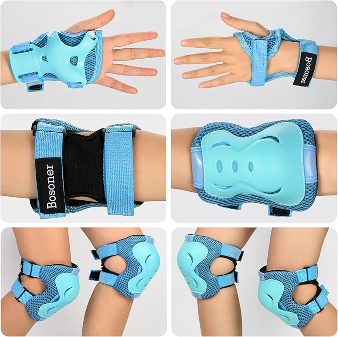 BOSONER Kids/Youth Knee Pad Elbow Pads Guards Protective Gear Set for Roller Skates Cycling BMX Bike Skateboard Inline Skatings Scooter Riding Sports-StrideForce Fitness