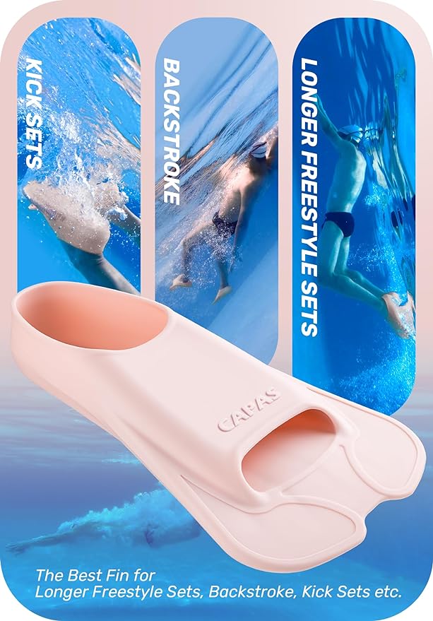 CAPAS Swim Training Fins Comfortable Silicone Lap Swimming Short Blade Floating Flippers with Mesh Bag for Adult Men Women Build Leg Strength-StrideForce Fitness