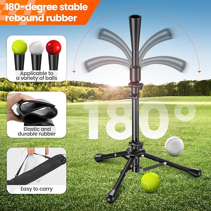 2025 New Upgrade Portable Batting Tee for Baseball/Softball,23.23 to 40.16 Inch Baseball Tee for Kids,Batting Tee,Softball Tee,Youth Hitting Tee,Teeball Tee,Travel Tee,Easy Adjustable Height-StrideForce Fitness
