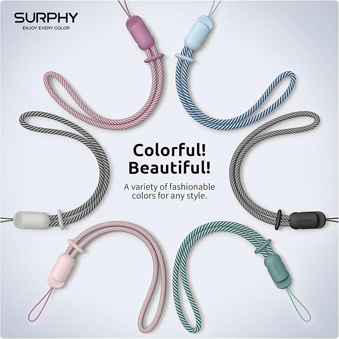 SURPHY 3 Pack Phone Wrist Strap with CellPhone Tether Tab, Cellphone Lanyard, Phone Strap with 2-Color Braided, Wrist Lanyard-StrideForce Fitness